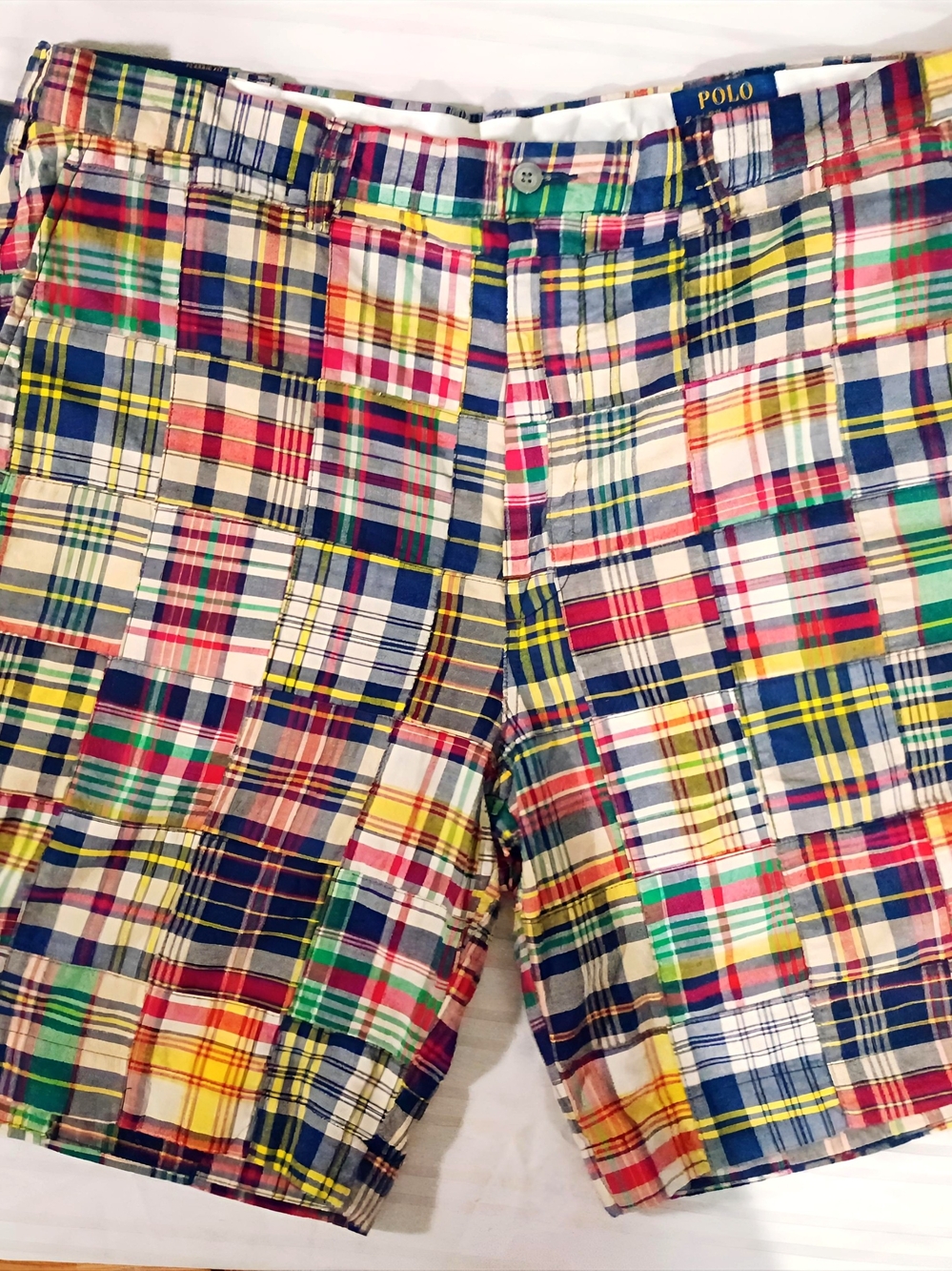 Polo Ralph Lauren Men's 38 Patchwork Madras Plaid Shorts 100% Cotton NWT